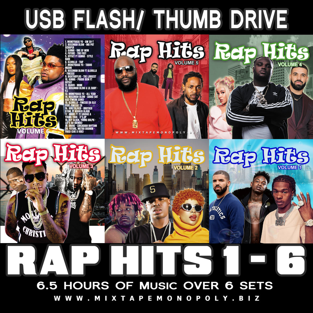 Rap Hits 1 - 6, USB Flash Drive – MixtapeMonopoly.biz